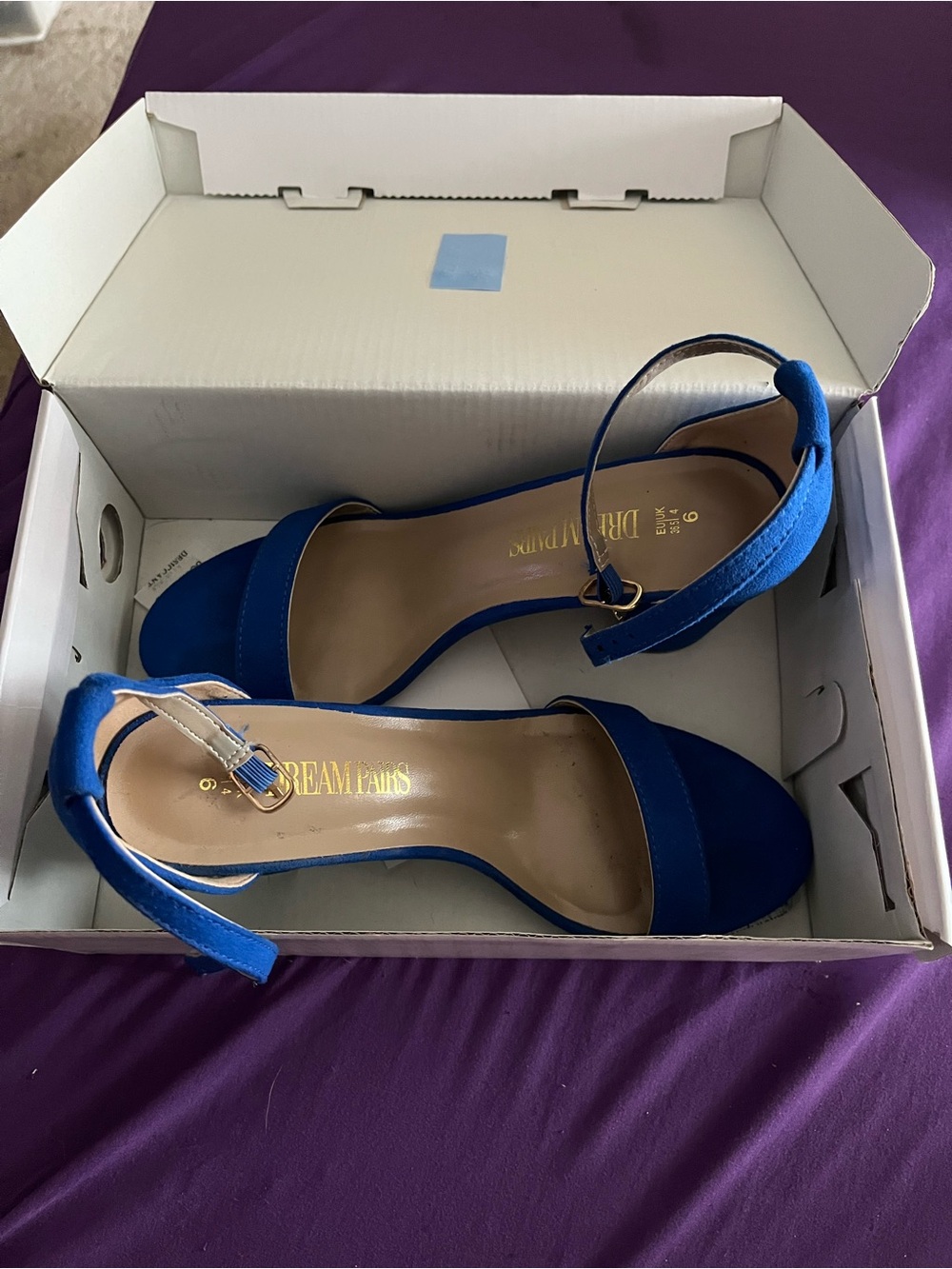 Chunks Royal Blue Open-Toe Ankle-Strap Heels